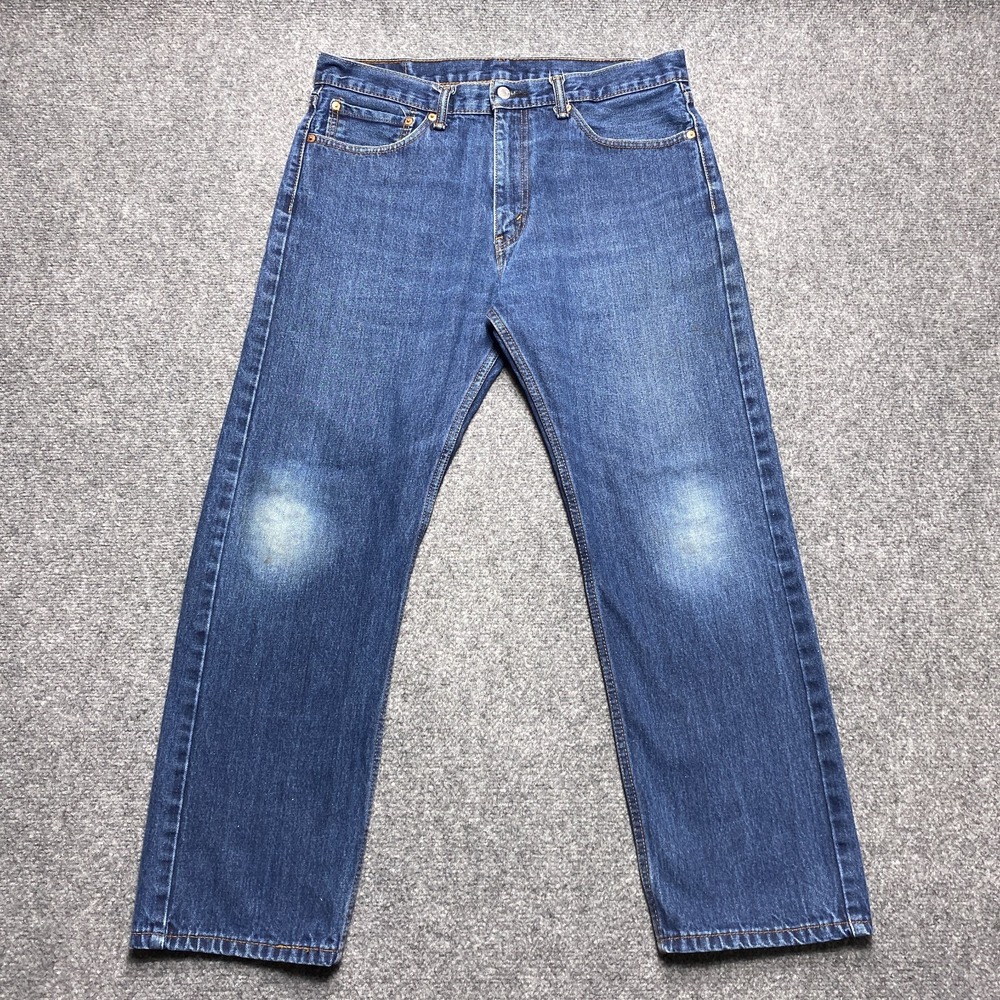 Levi's 505 Regular Fit Jeans Mens 36x30 Blue Medium Wash Straight Leg Denim